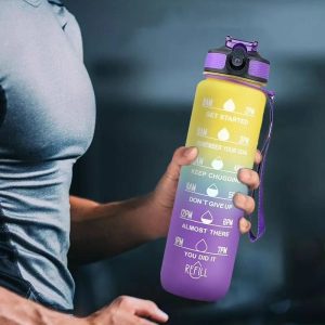 1L water bottle with straw